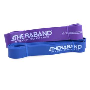 THERABAND High Resistance Bands, Set of 2 Elastic Super Bands for Improving Flexibility, Injury Rehab, & Full Body Workouts, Heavy Duty Stretch Bands for Lifting, 1 Light & 1 Medium Band, Multi