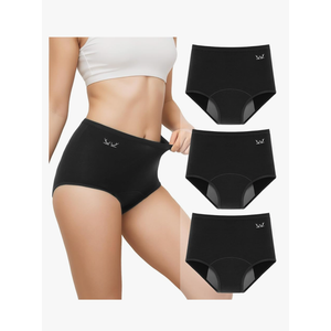 Underwear for Women Heavy Flow Leakproof High Waisted Cotton Panties Postpartum Menstrual Briefs 3 Pack L