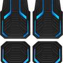 PIC AUTO Heavy Duty Rubber Floor Mats, Blue Aluminum Film Car Mats Set, Front and Rear Car Mats with Anti-Slip Backing, All Weather Protection, Trim-to-Fit for Automotive SUV, Sedan, Van