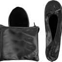 Women's Foldable Dance Shoes Ballet Flats (X-Large, Black)