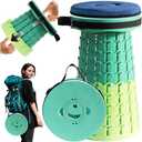 2026 Upgraded XXL Collapsible Stool with Thick Cushion,19.7"H-11.8"D Telescoping Folding Stool for Adults, More Sturdy Camping Stools with Load Capacity 1000lbs for Outdoor,Garden,Fishing,Hiking