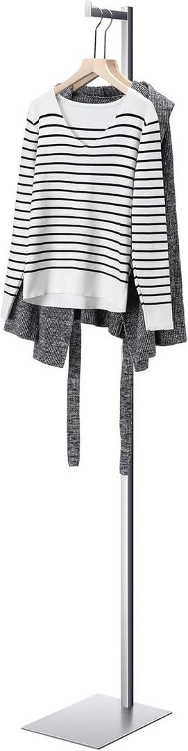 Sintuff Adjustable Cloth Display Stand 48-72 Inches Single Garment Rack Metal Costumer T Shirt Display for Thrift Shop Vendors Retail Store(Silver)