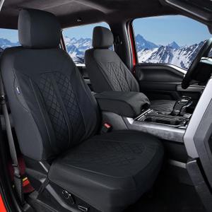 Truckiipa Custom for Dodge Ram 1500 Seat Covers Full Set Leather Seat Cover Fit for 2009-2018 Dodge Ram 1500, 2010-2023 Ram 2500 3500 Crew Mega Cab, 2019-2023 Ram 1500 Classic Only, Full Set, Black (FullSet(Flat Front+Short Middle Rear))