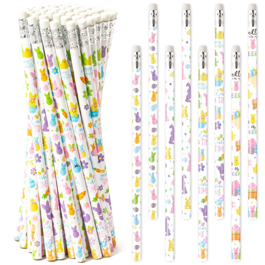 2 x Xqumoi 60Pcs Easter Bunny Pencils with Eraser - Cute Candy Rabbit Easter Egg #2 HB Pencils, School Classroom Student Rewards Office Supply Holiday Gift Goodie Bag Fillers Stuffers Party Favors
