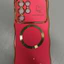 for Samsung Galaxy S22 Ultra Case Magnetic,for Women Girls Soft Cute Wave Frame Curly Shape Love Heart Luxury Plating Phone Case Compatible with MagSafe Shockproof Back Cover 6.8"-Hot Pink