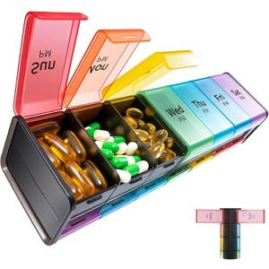 Daviky Extra Large Weekly Pill Organizer 2 Times a Day, XXL Pill Box 7 Day with AM PM Large Compartments, BPA-Free Daily Medicine Case, Jumbo Pill Holder for Fish Oils, Vitamins & SupplementsBlack