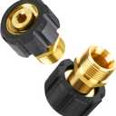 M MINGLE Pressure Washer Adapter, Metric M22 15mm Female to M22 14mm Male Fitting, 4500 PSI Heavy Duty Brass, 2 Pack for Pressure Washer Gun/Hose/Pump