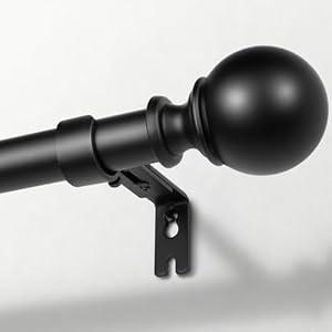 Zeerobee Curtain Rods for Windows 48 to 84, Adjustable Heavy Duty Wrap Around 1 Inch Curtain Rod, Outdoor Indoor Room Divider Modern Drapery Pole, Black, 32-86"