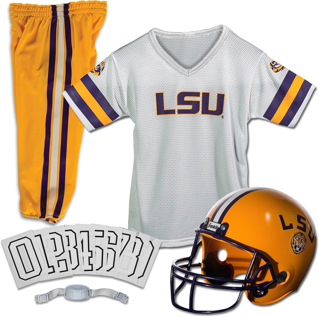 Franklin Sports LSU Tigers Kids College Football Uniform Set - Youth NCAA Uniform Set - Includes Jersey, Helmet, Pants - Youth Medium