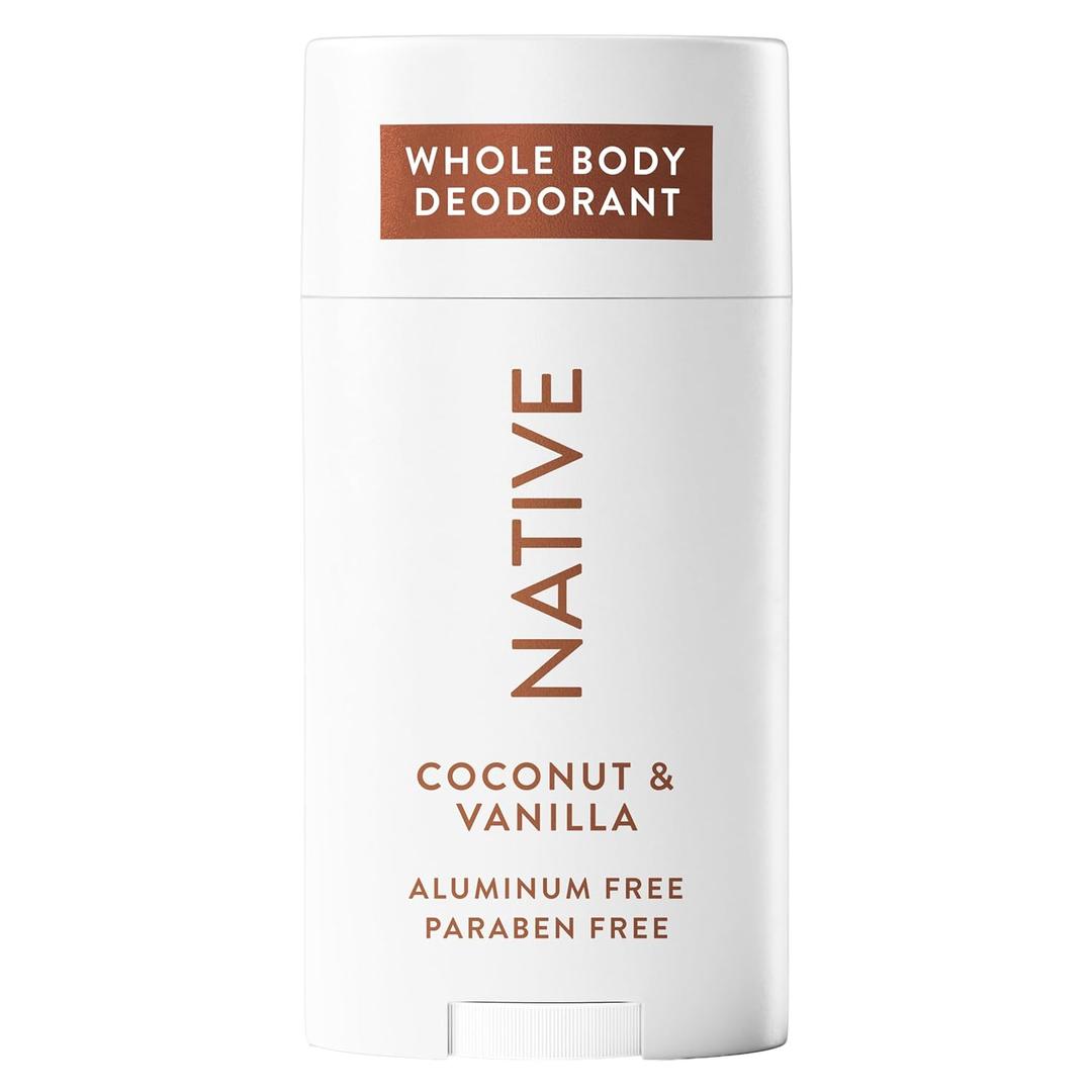 Native Whole Body Deodorant Stick Contains Naturally Derived Ingredients, Deodorant for Men and Women | 72 Hour Odor Protection, Aluminum Free with Coconut Oil and Shea Butter | Coconut & Vanilla (2.3 Ounce (Pack of 1))