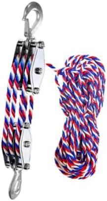 Block and Tackle Pulley System with 15m Rope, 1100LBS Capacity, Steel Construction for Heavy Lifting