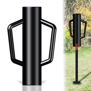 Fence Post Driver with Handle,17LB Hand Post Pounder,3.7 inches Inner Dia. Pole Rammer, Farm Wire Fencing for T Post, U-Channel Sign and Wooden Post, Black