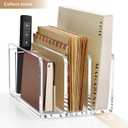 SANRUI Acrylic Mail Organizer, 3 Compartments Clear File Holder for Desk, Letter Sorter with Pen Holder, Countertop Document Sorter for Notebooks, Bills & Eyeshadow Palettes