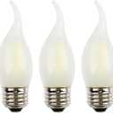 C35 4W LED Filament Bulb, Dimmable, Bright Cool White Light Color 6000K, E26 Medium Base, Frosted Glass Cover, 40W Incandescent Bulb Equivalent, Flame Tip, 3 Count