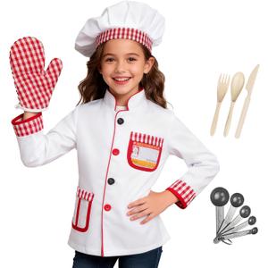 Career Day Costume for Kids Chef Costume for Boys Girls Cooking Play Halloween 100th day of School