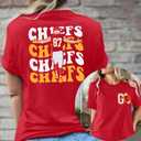 Women's Football Team T-Shirts - Vintage & Casual Short Sleeve Tees for Fans (Red, XL)