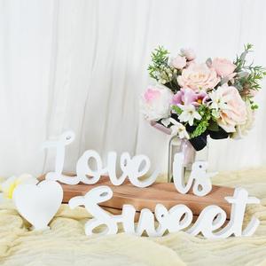 Love Is Sweet Sign for Dessert Table,Love Is Sweet Table Decor Wood Sign Letter table Top for Wedding Decor,Anniversary,Valentine,Engagement,Photo Prop (White)
