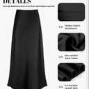 Women's Satin Silky High Waist Maxi Skirt Elegant Elastic Waistband A Line Long Skirts (Black)