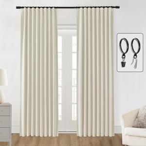 SHINELAND Beige Room Darkening Curtains 105 Inches Long for Living Room Bedroom,Cortinas para Cuarto Bloqueador De Luz,Thermal Insulated Back Tab Pleat Blackout Curtains for Sunroom Patio Door Indoor (52"W x 105"L (Pack of 2))