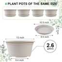 Large 4 Pack 13 inch Plant Pots, Round Plastic Pots for Plants, Outdoor Planters with Drainage Hole & Tray Saucer, Decoration Large Flower Pots for Indoor Outdoor Garden Home Plants (Gray White)