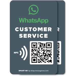 MESSAGENES | Customizable Whatsapp QR and NFC Sticker for Reception | 2 Units Reusable NFC Card Size Stickers | Connect with Your Customers on Whatsapp | Solution for Receptions (3.38" x 2.16", Green)