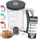 Pancake Batter Dispenser - Kitchen Must Have Tool for Perfect Pancakes, Cupcake, Waffle, Muffin Mix, Cake & Crepe - Easy Pour Baking Supplies for Griddle - Pancake Maker with Measuring Label 