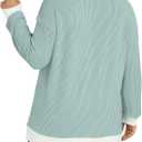 VISLILY Womens-Plus-Size-Tops Trendy Color Block Long Sleeve T Shirts Casual Loose Tunics Cute Knit Crewneck Blouses XL-5XL (XXL)