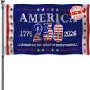 250th Anniversary Flag 3x5 Feet Made in the USA Heavy-duty Polyester Double-sided Three-layer American 250 Years Birthday Flag Suitable for Indoor/Outdoor use Patriotic Decoration for 2026