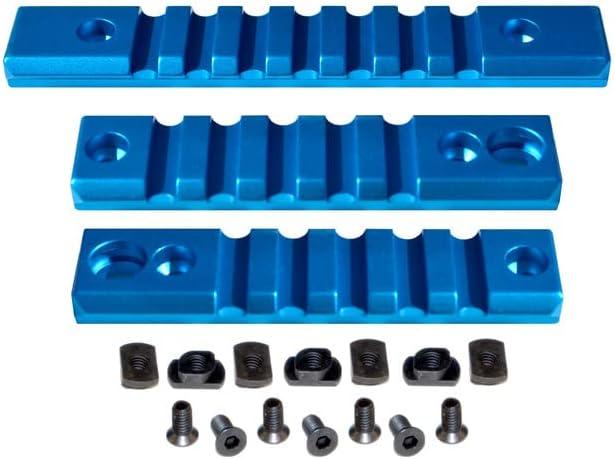 PRESMA Single Picatinny Rail Section Kit for m-lok Style Slots, M-lok to Picatinny Rail Adapter, 3 Piece, Blue