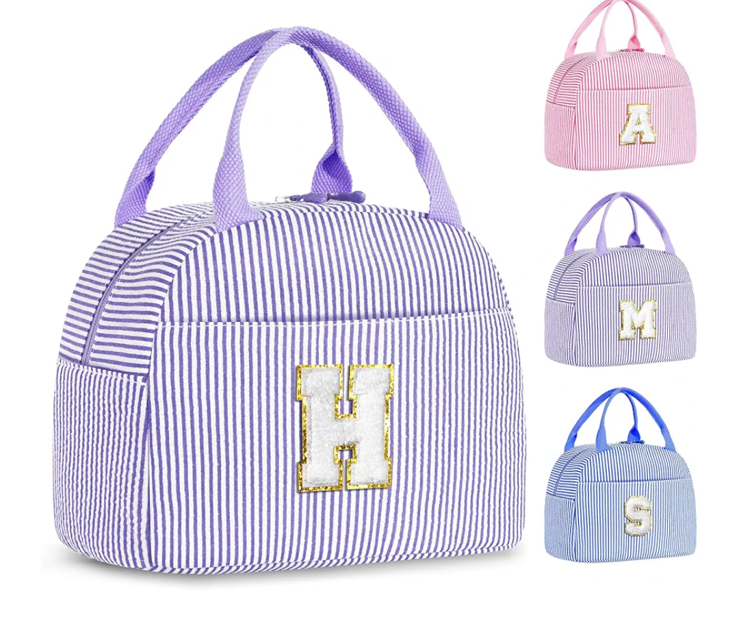 YOOLIFE Lunchbox Bag for Woman - Small Lunch Bags for Girls School, Portable Lunchbox for Work Picnic Travel | Initial Purple Insulated Lunch Bags for Women Wife Mom Daughter Women Gifts (Purple H)