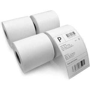 4"x6" Thermal Shipping Labels 4 Rolls (1400), 4x6 Labels Compatible with ADENS, Rollo, and Most Thermal Printers. Oil-Resistant and Waterproof White Shipping Labels