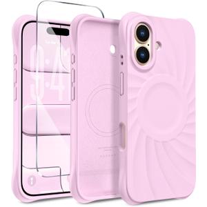 Magnetic for iPhone 17 Case, Compatible with MagSafe, [Integrated Silicone Camera Control Cover] [Screen Protector], 2X MIL-STD Drop Protection Shockproof Phone Case 6.3 inch, Primrose Pink