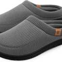 VeraCosy Men's Moccasin Slippers Comfy Soft Durable Slip-on Indoor Memory Foam House Shoes (9-10, Cool Gray)