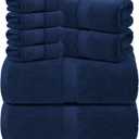 REDKISS Towels 8 Piece Luxury Bath Towel Set, 2 Bath Sheets (35x70 in), 2 Hand Towels, 4 Washcloths, 100% Cotton Super Absorbent & Quick-Dry Shower Towels for Bathroom Spa Gym Hotel Yoga - Blue