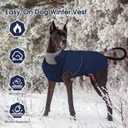 PUMYPOREITY Warm Dog Jacket, Reflective Winter Coat with Adjustable Hook & Loop, Fleece Snowsuit with Turtleneck, Water Resistant Cold Weather Coats for Small Medium Large Dogs, M, Blue