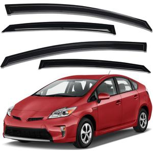 Lightronic Extra Durable Outside-Mount Auto Vent Window Visor, Fit 2010-2015 Toyota Prius (EXCLUDES Prius V/Prius C), UV Protection Rain Guard, Original Wind Deflector, No-Drilling, Dark Smoke, 4Pcs
