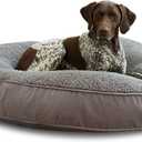 Happy Hounds Scout Deluxe Round Pillow Style Sherpa Dog Bed, Large (42 x 42 in.), Pewter