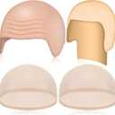 WILLBOND 4 Pcs Halloween Bald Caps Makeup Latex Bald Caps Head Wig hat Costume Accessories for Adults (Skin Color)