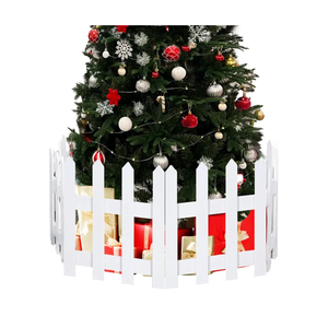 16" Extra Tall Christmas Tree Fence,6PCS Heavy Duty Wooden Baby Gate Around Christmas Tree Gate,Thickened White Picket Fence Barrier for Dogs,Cats&Kids,Tree Fence Border Decoration