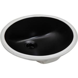 Undermount Bathroom Sink Oval, 15.25 x 12 (Interior Size) Oval Porcelain Ceramic Undermount Bathroom Vanity Vessel Sink with Overflow, Matte Black