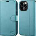 OCASE Compatible with iPhone 15 Pro Wallet Case, PU Leather Flip Folio Case with Card Holders RFID Blocking Kickstand [Shockproof TPU Inner Shell] Phone Cover 6.1 Inch 2023, Mint Green