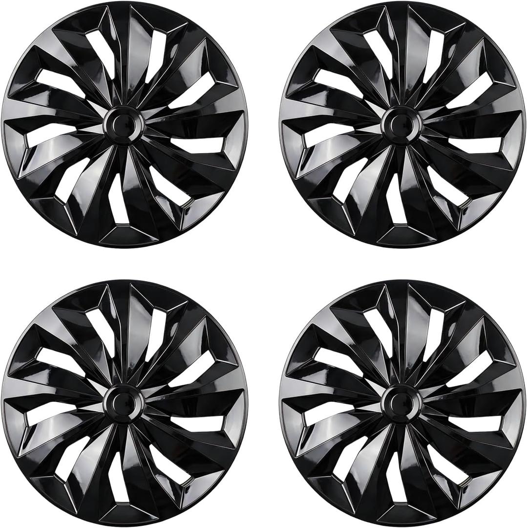 Hubcaps Wheel Cover Replacement Size R14 Hub Cap Universal-Fit Steel Wheels Rims Cover ABS Tire Caps for Most Car Truck Sedan SUV -Set of 414-inchBlack