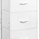 WLIVE Dresser with 3 Drawers, Fabric Nightstand, Cabinet with Wheels, Organizer Storage Dresser for Bedroom, Office, Entryway, Closets, Sturdy Steel Frame, Wood Top, Easy Pull Handle, White