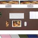 Leather Desk pad Protector, Large Desk mat with Natural Cork & PU Leather,Mouse pad,Non-Slip Office Desk Mat,Waterproof Desk Writing Pad for Office and Home (47in*23.7in,Coffee)