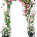 Garden Arch Thickened Garden Arbor Trellis for Climbing Plants with Planter 7.6Ft Outdoor Metal Arch Archway Wedding Backdrop Stand for Ceremony Party Christmas Decorations Pergola Black