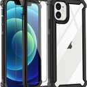 for iPhone 12 Case, iPhone 12 Pro Case,with Screen Protector Heavy Duty Drop Protection, Full Body Rugged Shockproof Tough Protective Phone Cover for Apple iPhone 12/12 Pro (Black-C)