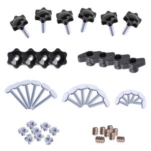 Xadnitu 48 Pieces 1/4"-20 T Track Bolts and Knobs Kit, T-Track Accessory Tool Set Including T Bolts and Threaded Knobs for Woodworking Jigs and Fixtures