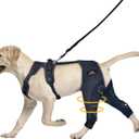 Dog ACL Brace Hind Leg - Keeps Joints Warm and Stable, Upgraded Adjustable Leg Support, Dogs Rear Leg Wrap Harness Personalized Set for Leg Wound Care Prevents Licking (XL (Extended) (fits thigh: 16-19 in), Dark black)