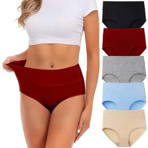 Womens Underwear,Cotton Mid Waist No Muffin Top Full Coverage Brief Ladies Panties Lingerie Undergarments for Women Multipack (Small)