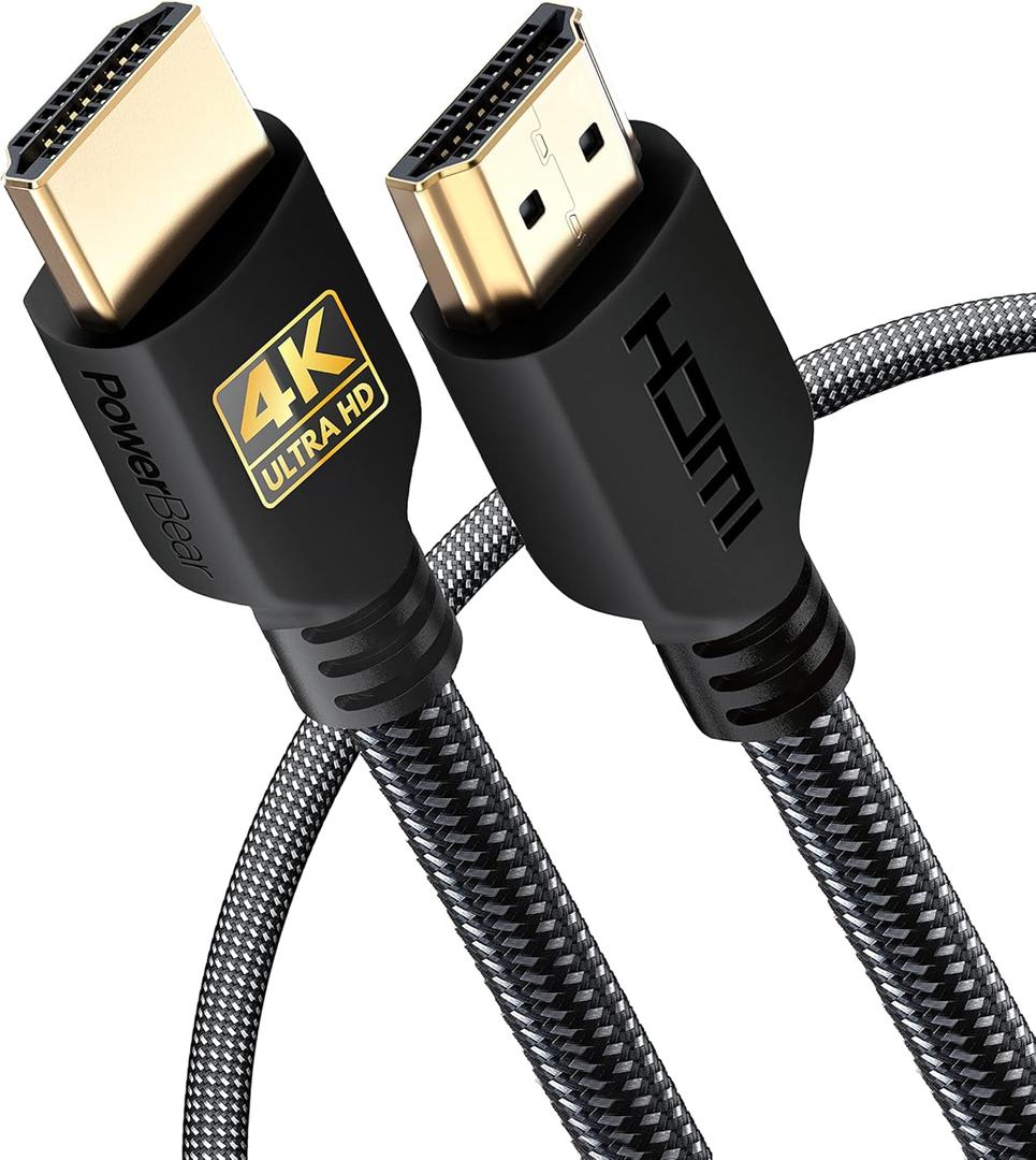 PowerBear 4K HDMI Cable 3 ft [2 Pack] High Speed, Braided Nylon & Gold Connectors, 4K @ 60Hz, Ultra HD, 2K, 1080P, ARC & CL3 Rated | for Laptop, Monitor, PS5, PS4, Xbox One, Fire TV, Apple TV & More